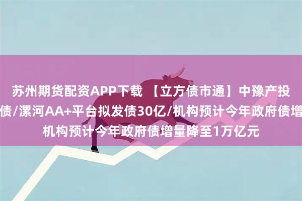 苏州期货配资APP下载 【立方债市通】中豫产投再发5亿元科创债/漯河AA+平台拟发债30亿/机构预计今年政府债增量降至1万亿元