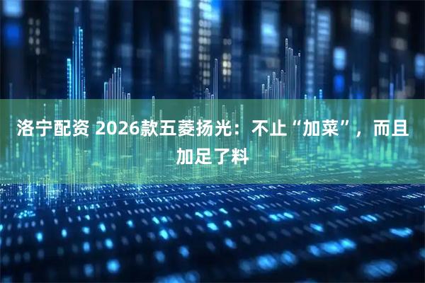 洛宁配资 2026款五菱扬光：不止“加菜”，而且加足了料